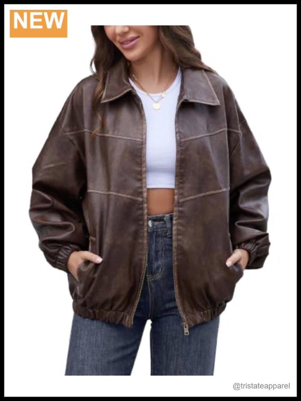 Women's Oversized Faux Leather Motorcycle Jacket Y2K Vintage Bomber Coat